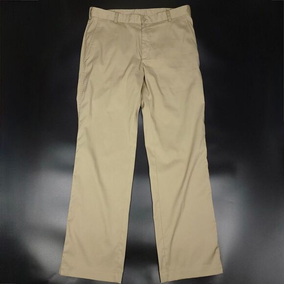 Nike Flat Front Straight Leg Tech Golf Pants Dri Fit Tan Khaki Mens 33 x 32 - Picture 1 of 8